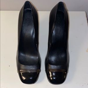 Black leather heels
